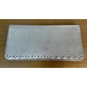 Banana Republic Charger Power Bank Clutch Folding Silver Pewter Metallic‎ Purse
